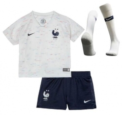 France 2 Stars 2018 World Cup Away Children Soccer Kit Shirt + Shorts + Socks