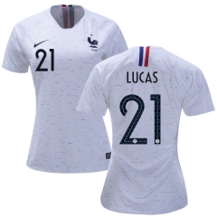 Women France 2018 World Cup LUCAS HERNANDEZ 21 Away Soccer Jersey Shirt