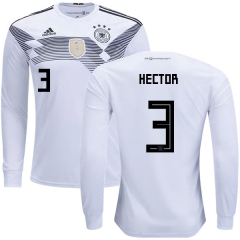 Germany 2018 World Cup JONAS HECTOR 3 Home Long Sleeve Soccer Jersey Shirt