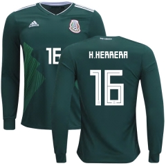 Mexico 2018 World Cup Home HECTOR HERRERA 16 Long Sleeve Soccer Jersey Shirt