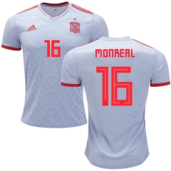 Spain 2018 World Cup NACHO MONREAL 16 Away Soccer Jersey Shirt