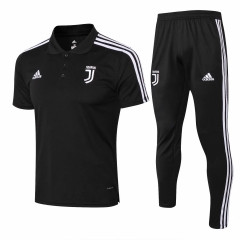 18-19 Juventus Black Polo Shirt + Pants Training Suit
