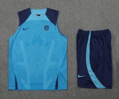 22-23 Atletico Madrid Blue Training Vest Shirt and Shorts