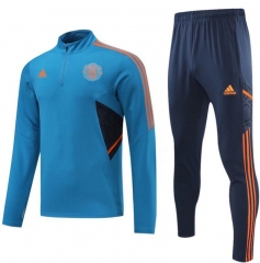22-23 Manchester United Cyan Training Sweatshirt and Pants
