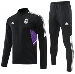 22-23 Real Madrid Black Training Sweatshirt and Pants
