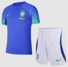 Children 2022 World Cup Brazil Away Soccer Kits