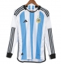 Three Stars Long Sleeve 2022 World Cup Argentina Home Soccer Jersey Shirt