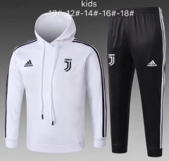 18-19 Children Juventus White Training Suit (Hoodie Sweatshirt+Pants)