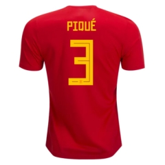 Spain 2018 World Cup Home Gerard Pique #3 Soccer Jersey Shirt