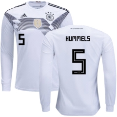 Germany 2018 World Cup MATS HUMMELS 5 Long Sleeve Home Soccer Jersey Shirt