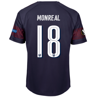 18-19 Arsenal Nacho Monreal 18 UEFA Europa Away Soccer Jersey Shirt