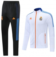 21-22 Real Madrid White Training Jacket and Pants