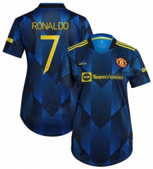 Ronaldo #7 Women UCL 21-22 Manchester United Third Soccer Jersey Shirt