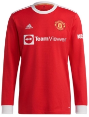 Player Version Long Sleeve 21-22 Manchester United Home Soccer Jersey Shirt