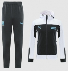 21-22 Marseilles White Black Hoodie Jacket and Pants