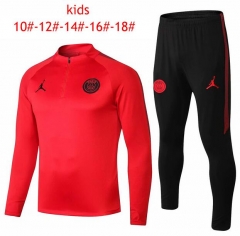 18-19 Children PSG x Jordan Training Suit (Red Sweat Shirt + Pants)