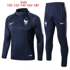 Kids France FIFA World Cup 2018 Training Suit Zipper Blue