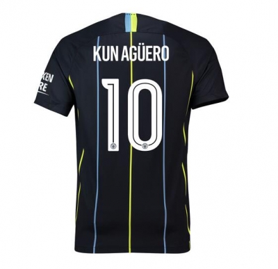 18-19 Manchester City Kun Agüero 10 UCL Cup Away Soccer Jersey Shirt