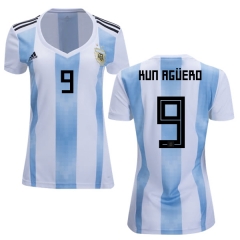 Women Argentina 2018 FIFA World Cup Home Sergio Aguero #9 Jersey Shirt