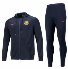 18-19 Barcelona Black Training Suit (Hoodie Jacket+Trouser)