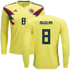 Colombia 2018 World Cup ABEL AGUILAR 8 Long Sleeve Home Soccer Jersey Shirt