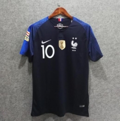 France 2-Star 2018 Euro Qualifier Home Mbappe 10 Soccer Jersey Shirt With All Badges