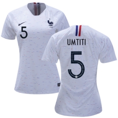 Women France 2018 World Cup SAMUEL UMTITI 5 Away Soccer Jersey Shirt