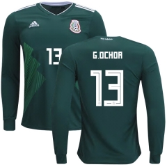 Mexico 2018 World Cup Home GUILLERMO OCHOA 13 Long Sleeve Soccer Jersey Shirt