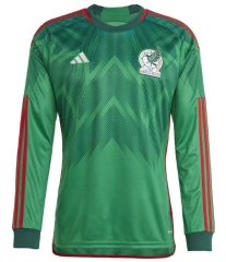 Long Sleeve 2022 World Cup Mexico Home Replica Soccer Jersey Shirt