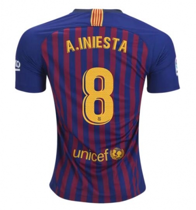 18-19 Barcelona Home Iniesta 8 Soccer Jersey Shirt
