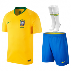 Brazil 2018 World Cup Home Soccer Jersey Kits (Shirt+Shorts+Socks)