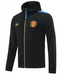 21-22 Manchester United Black Blue Hoodie Jacket