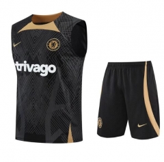 22-23 Chelsea Black Training Vest Shirt and Shorts