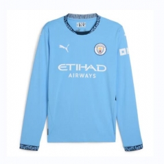 Long Sleeve 24-25 Manchester City Home Soccer Jersey Shirt