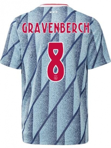 Ryan Gravenberch 8 Ajax 20-21 Away Soccer Jersey Shirt