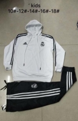 18-19 Children Real Madrid White Hoodie Training Suit