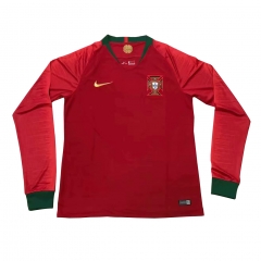 Portugal 2018 World Cup Home Long Sleeve Red Soccer Jersey Shirt