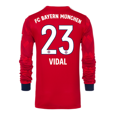 18-19 Bayern Munich Home 23 Vidal Long Sleeve Soccer Jersey Shirt