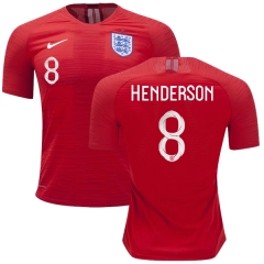 England 2018 FIFA World Cup JORDAN HENDERSON 8 Away Soccer Jersey Shirt