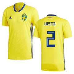 Sweden 2018 World Cup MIKAEL LUSTIG 2 Home Shirt Soccer Shirt
