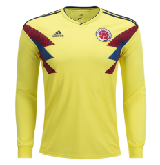 Colombia 2018 World Cup Home Long Sleeve Soccer Jersey Shirt