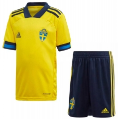 Children Sweden 2020 Home Soccer Uniforms