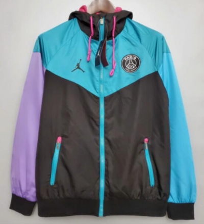 21-22 PSG Black Blue Windrunner Hoodie Jacket