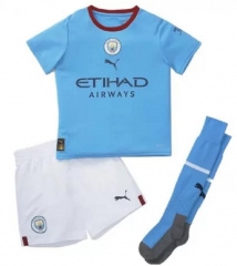 Children 22-23 Manchester City Home Soccer Full Kits