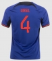 Virgil #4 2022 World Cup Netherlands Away Soccer Jersey Shirt