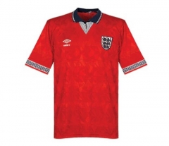 Retro England 1990 Red Away Soccer Jersey Shirt