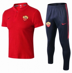 18-19 Roma Red Polo Shirts + Pants Suit