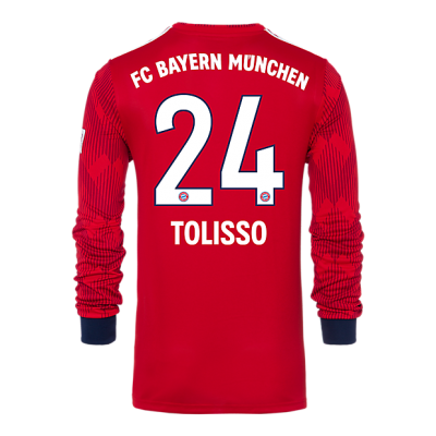 18-19 Bayern Munich Home 24 Tolisso Long Sleeve Soccer Jersey Shirt