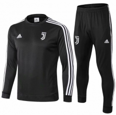 18-19 Juventus O'Neck Black Training Suit (Sweatshirt+Trouser)