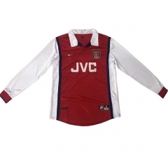 1998 Arsenal Home Long Sleeve Soccer Jersey Shirt Retro